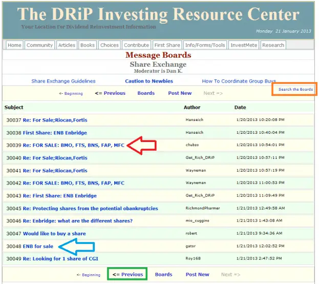 11 - How to buy a share on the DRIP Investing Resource Center's share exchange