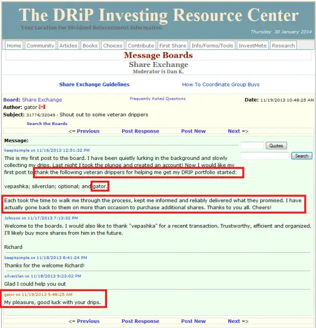 15 - How to buy a share on the DRIP Investing Resource Center's share exchange
