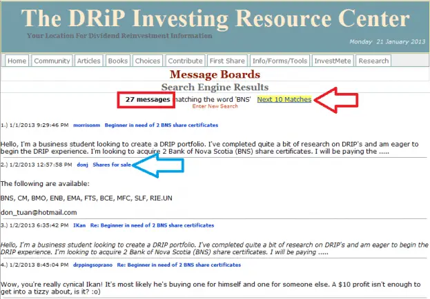 18 - How to buy a share on the DRIP Investing Resource Center's share exchange
