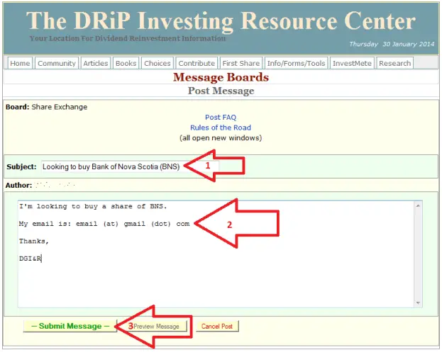 20 - How to buy a share on the DRIP Investing Resource Center's share exchange
