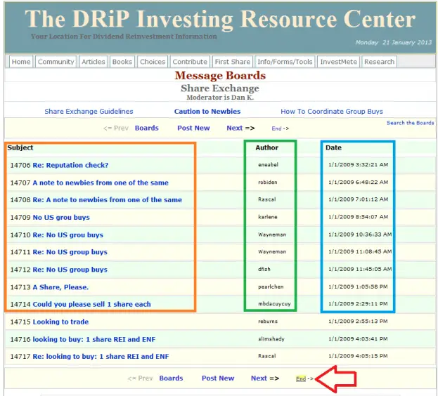 8 - How to buy a share on the DRIP Investing Resource Center's share exchange